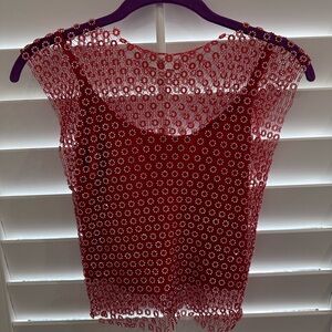 House of Harlow 1960 Floral Rhinestone Mesh Top